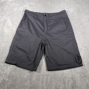Metal Mulisha Shorts Mens Charcoal Gray Chino Walk Skull Patch Zip Pockets